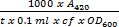 Enzyme activity formula, 1000xA420/(t×0.1ml×cf×OD600), laboratory data analysis.