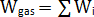Equation showing gas work W<sub>gas</sub> = ΣW<sub>i</sub> in thermodynamics process diagram.