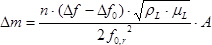 Equation for mass change in frequency modulation; Δm formula; scientific calculation method.