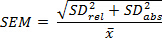 SEM calculation formula for standard error displayed in mathematical notation.