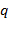 Variable q in mathematical formula, symbol for charge, physics equation context.