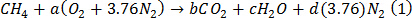 figure-protocol-1 Chemical reaction equation for methane combustion in oxygen; formula expression.