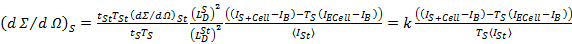Scattering cross section equation; shown as physics formula for differential scattering analysis.