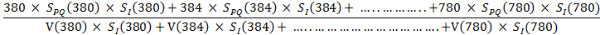 figure-protocol-3 Color matching equation for spectral analysis, illustrating light absorption and intensity variables.