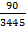 Fraction 90/3445 in an equation calculation setup for data analysis or educational use.