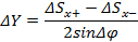 Static equilibrium equation ΔY=(ΔSx+-ΔSx-)/(2sinΔφ); mathematical formula.
