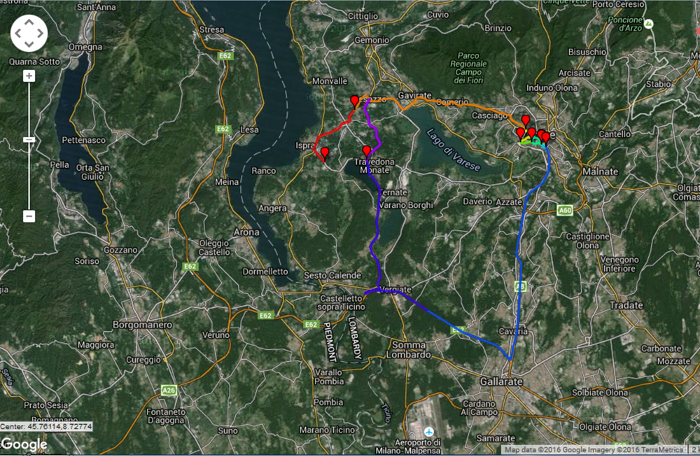 Satellite map displaying routes, markers; topographical survey, geographical analysis.