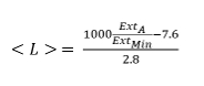static equilibrium equation, diagram, L=<1000(ExtA/ExtMin-7.6)/2.8>, educational formula