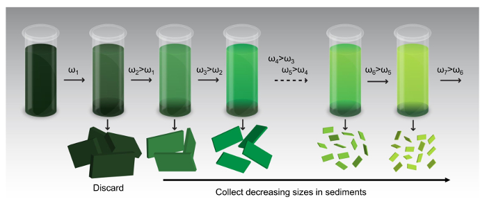 figure-introduction-1 Size fractionation diagram with sediment collection. Process: centrifuge ω1-ω6 stages.