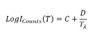 Logarithmic equation, symbols; scientific calculation for thermal analysis in research.