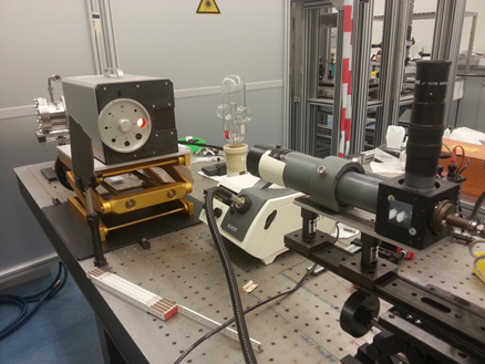 Spectroscopy setup for optical excitation analysis; includes equipment for transient absorption studies.