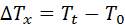 figure-protocol-12 Temperature change equation ΔTx = Tt - T0; thermodynamics formula.