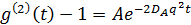 Correlation function equation, g²(t)-1=Ae^(-2D_Aq²t), in diffusion analysis research.