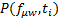 Equation for probability function P(fμw, ti); statistical analysis; mathematical expression.