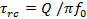 RC time constant formula, τ=Q/πf₀, equation for resonant circuits, electrical engineering.