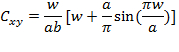 Static equilibrium formula Cxy=w/ab[w+a/πsin(πw/a)], equation analysis, physics application.