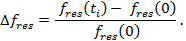 figure-protocol-52 Static equilibrium equation, Δfres, illustrating resonant frequency change over time.