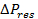 ΔP<sub>res</sub> symbol for pressure differential, used in fluid dynamics equation analysis.