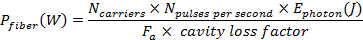 figure-protocol-57 Optical power calculation equation, laser power formula, shows N carriers, pulses, energy, cavity factor.