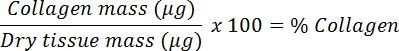 figure-protocol-2 Collagen percentage formula calculation, equation for collagen mass percentage in tissue analysis.