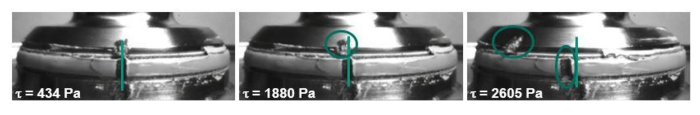Shear stress τ image series under different pressures, experiment on surface deformation analysis.
