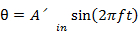 figure-protocol-15 Angle modulation formula: θ = A'in sin(2πft), signal processing concept, mathematical equation.