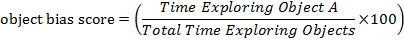 object bias score equation; formula diagram for exploring time ratio analysis.