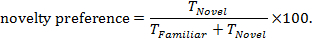 Equation for novelty preference ratio in cognitive science study analysis.