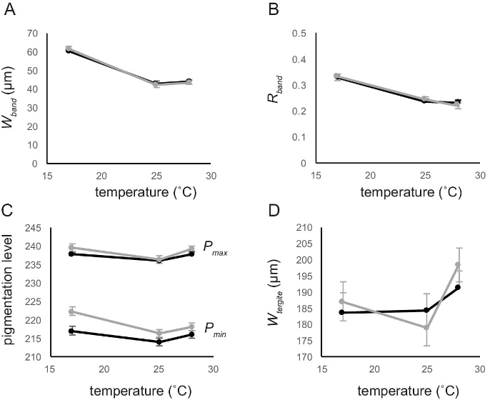 figure-results-3 Temperature vs. trait measurements in graphs A-D; analyze trait changes at 15-30°C.