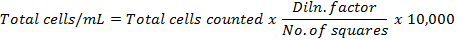 Total cell count formula; calculation; dilution factor; equation; laboratory analysis method.