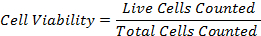 cell viability formula, equation for calculating live cell percentage, scientific analysis