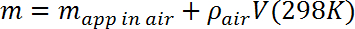 figure-protocol-2 Equation for mass correction in air; m=m_app in air + ρ_air V(298K)
