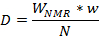 Diffusion formula: D = W_NMR * w / N; equation for NMR spectroscopy analysis.
