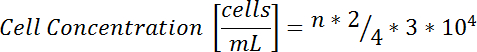 Cell concentration calculation formula, equation for determining cells per mL, educational resource.