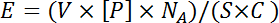 Entropy formula E=(V×[P]×Nᴀ)/(S×C); scientific equation for entropy calculation.