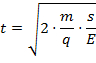 figure-protocol-1 Projectile motion formula, t=√(2ms/qE), equation for calculating time of flight in physics.