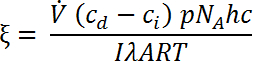 Photochemical reaction equation with variables in scientific analysis formula.
