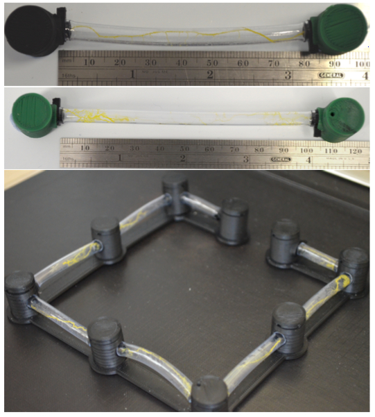 Fluid flow dynamics in flexible tubing setup; experimental apparatus and design variations.