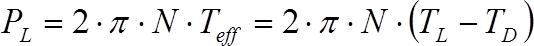 Static equilibrium formula; PL=2πNTeff=2πN(TL-TD); mathematical equation illustration.