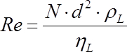 Reynolds number equation, fluid dynamics, diagram, flow regime analysis, N*d²*ρ/η formula.