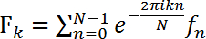 Fourier transform formula, mathematical expression for signal processing analysis.