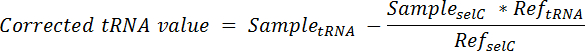 tRNA correction formula, equation analysis, biological data refinement.