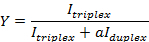 Y function equation for DNA triplex-duplex interaction; scientific formula.