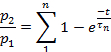 Pressure decay equation, Σ, showing exponential decay; formula for transient absorption analysis.