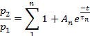 Equation for pressure ratio analysis with summation and exponential terms; mathematical formula.