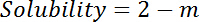 Solubility equation, Solubility=2–m, chemistry formula for calculating substance solubility.