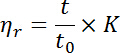 Viscosity calculation, formula ηr=t/t0×K, fluid dynamics equations.