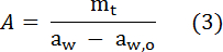 figure-protocol-3 Static equilibrium equation A=mt/(aw-aw,o); mathematical formula representation.