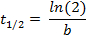 figure-protocol-5 Half-life equation, t<sub>1/2</sub>=ln(2)/b, important for decay processes in kinetic studies.