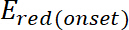 Reduction potential equation \(E_{red(onset)}\), chemical analysis.